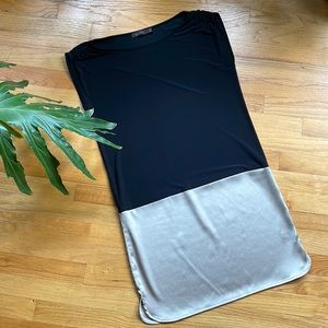 Black and gold color-block dress